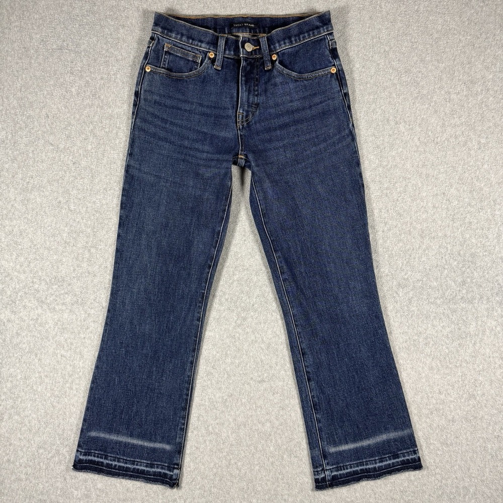 Lucky Brand Ava Jeans Womens 4/27 Mid Rise Blue Raw Hem Stretch